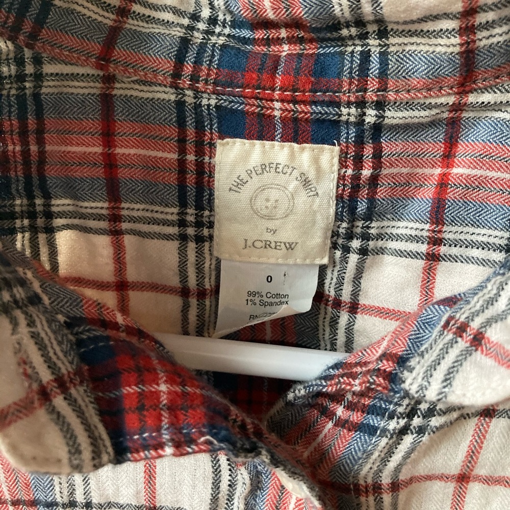 J.Crew Perfect Flannel Shirt Plaid Tartan, 0